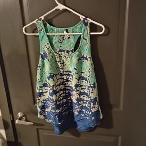 Gypsy 05 Aqua and Navy Tie-Dye Tank Top